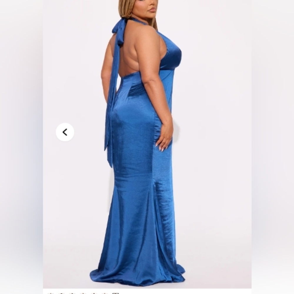 Navy/Sapphire Halter Backless Dress - Picture 6 of 6